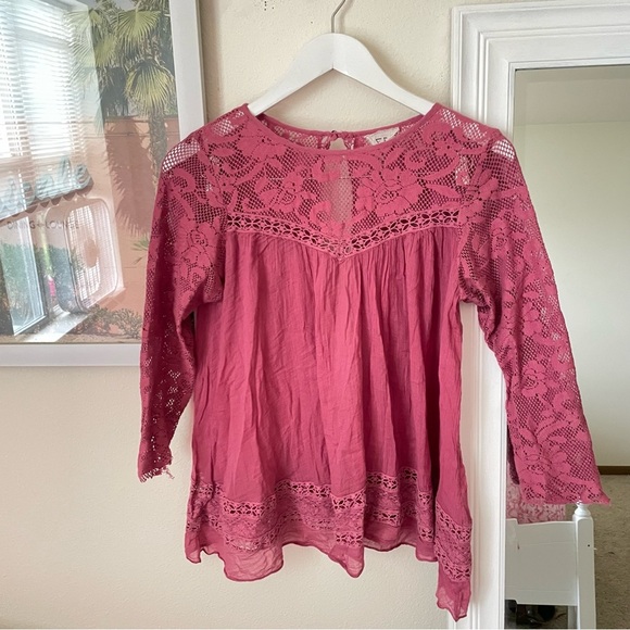 Free People One Golden Age Open Back Lace Blouse Top - Picture 3 of 6